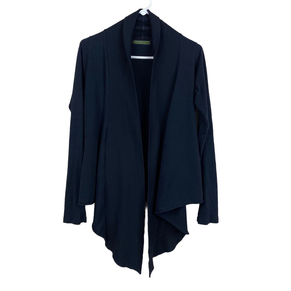 Velvet by Graham & Spencer Waterfall Cardigan Womens Sz M Black Office Career